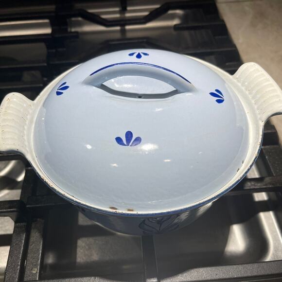 Vintage DRU cast iron dutch oven blue #18 - Picture 3 of 12